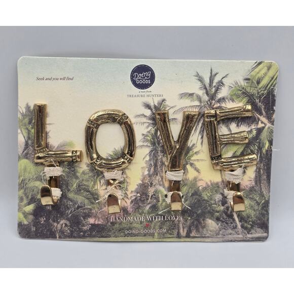 BODHI Other - Brass "Love" Wall Hook Set For Keys Holder Multiple Hooks Gold Decorative